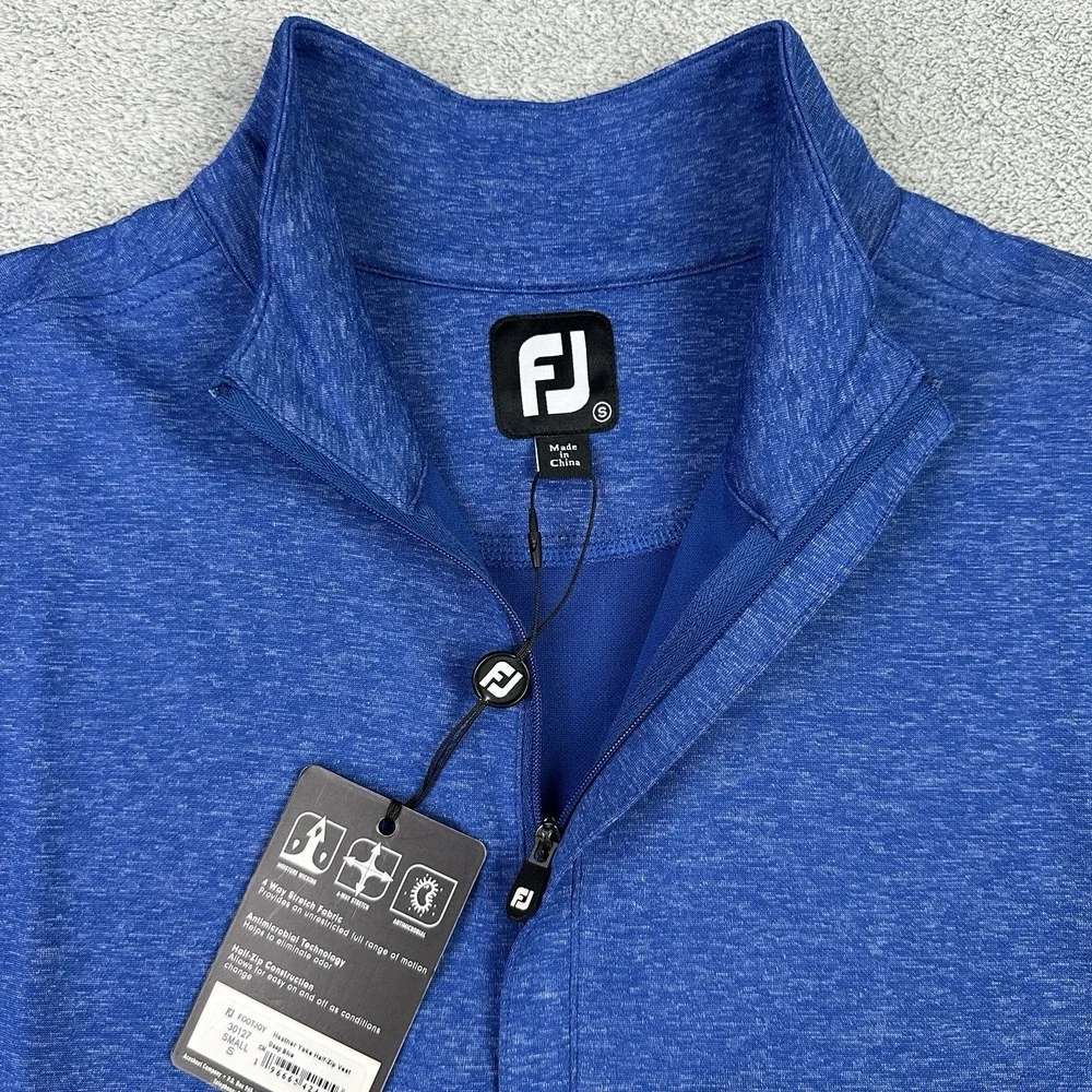 FootJoy Heather Yoke Half Zip Vest Mens S Blue Stretch Performance Golf NEW READ